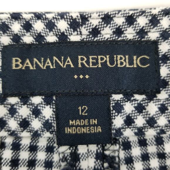 Banana Republic Factory Black White Gingham Check Flat Front Shorts Size 12 - Picture 3 of 6